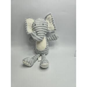 Chick Pea Gray Elephant Plush Lovey White Ears Tummy Textured Pink Bow 12 In